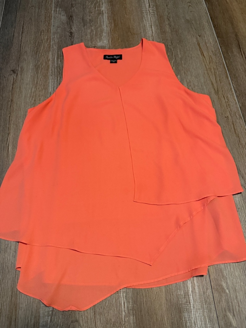 Charlie Paige Coral-Orange Layered V-Neck Camisole